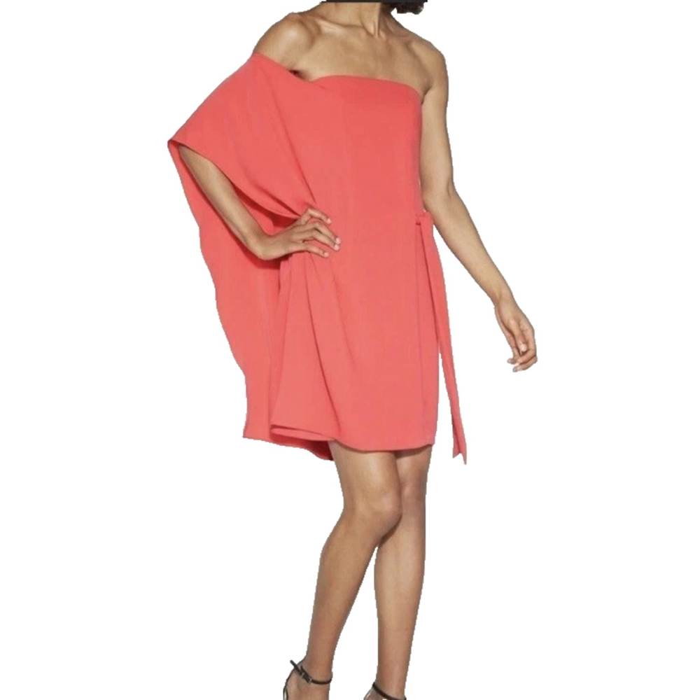 NWT $295 Halston Heritage Evening Collection Off Shoulder Dress in Poppy Sz 0